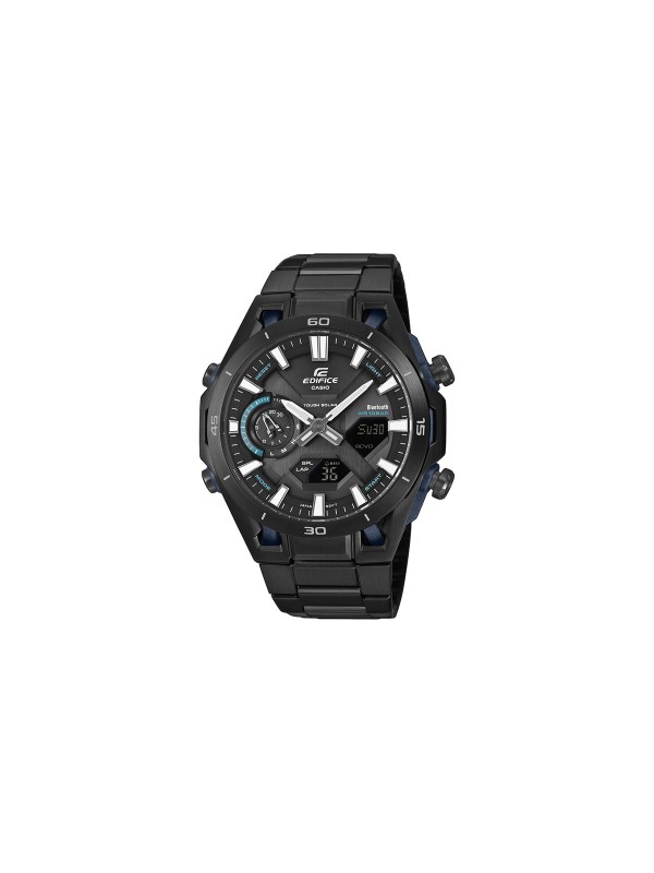 Casio EDIFICE ECB-2300DC-1AEF crni muški sat iz SOSPENSIONE serije sa solarnom baterijom, Bluetooth povezivanjem i sportskim dizajnom visokih performansi.