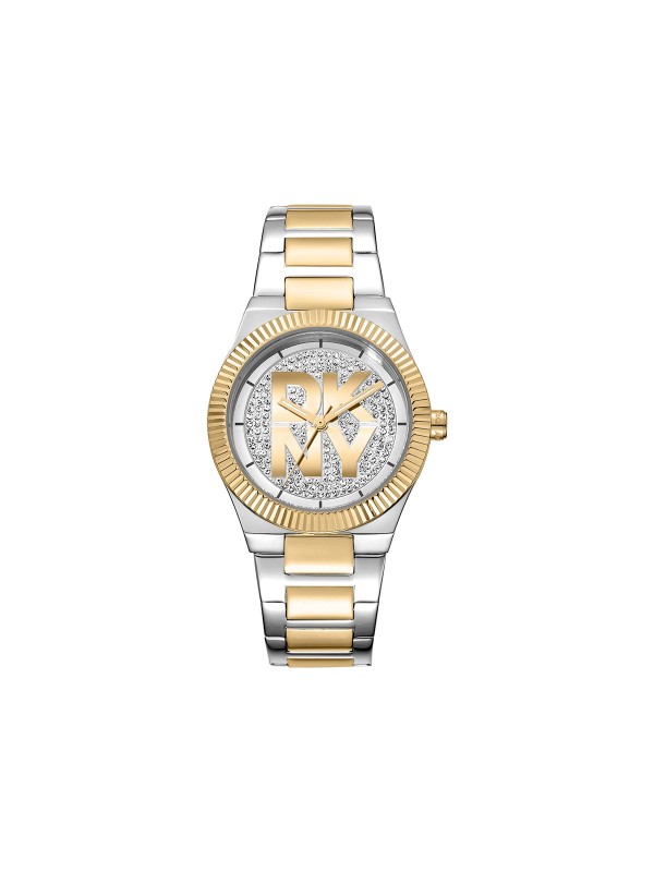 DKNY DK1L102M0245 trend ženski sat u kombinaciji srebra i žutog zlata sa cirkonima i DKNY logotipom. Čelična narukvica i vodootpornost do 50m.