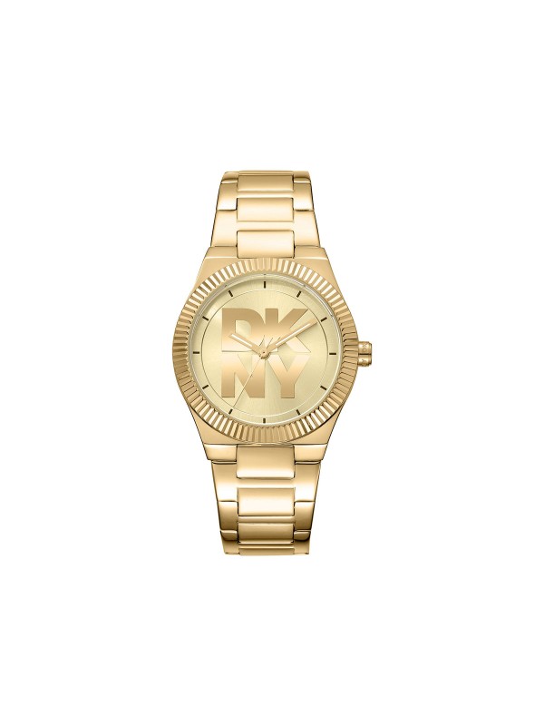 DKNY DK1L102M0035 trend ženski sat u kombinaciji boje srebra i žutog zlata sa zelenim brojčanikom i DKNY logotipom. Čelična narukvica i vodootpornost do 50m.