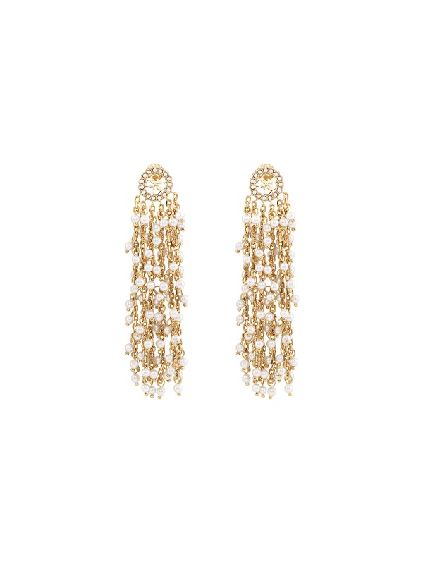 Guess ženske viseće minđuše Portovenere u boji žutog zlata sa elegantnim belim perlima. Sofisticiran nakit za posebne prilike i večernje kombinacije.