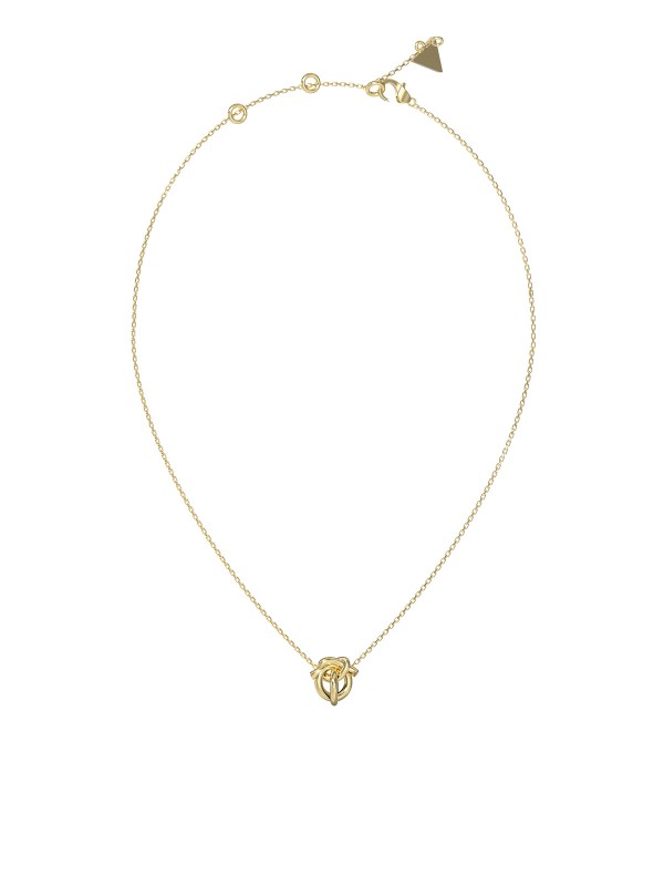 Guess ženska ogrlica Hold Me Tight u boji žutog zlata sa elegantnim detaljem čvora. Moderan i ženstven komad nakita za svakodnevne i večernje kombinacije.