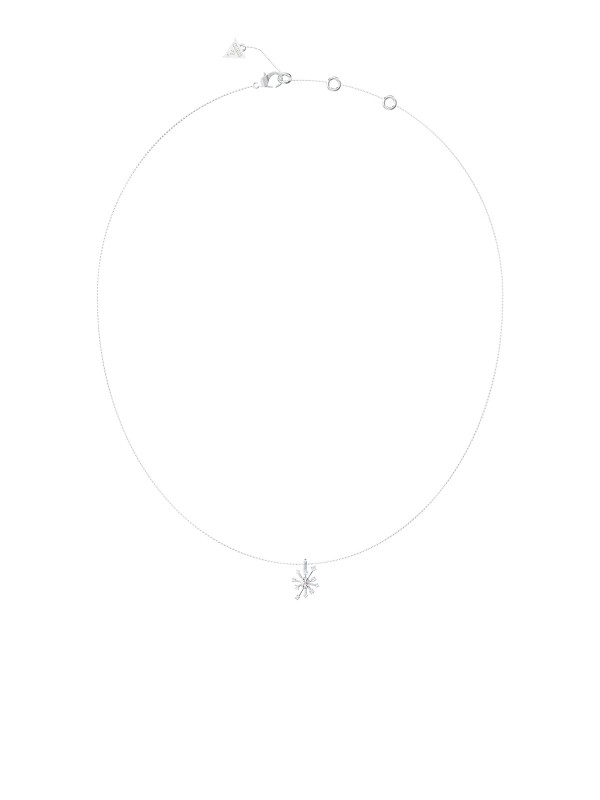 Guess ženska ogrlica Galaxy u boji srebra sa kristalima i cirkonima. Elegantna ogrlica sa podesivom dužinom, idealna za svakodnevne i večernje kombinacije.