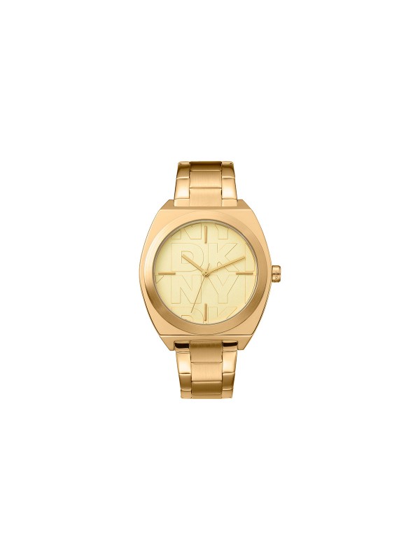 Elegantni DKNY ženski sat sa zlatnim kućištem i brojčanikom, čelična narukvica, vodootporan do 50m, prečnik 38mm. Idealno za sofisticirane dame.