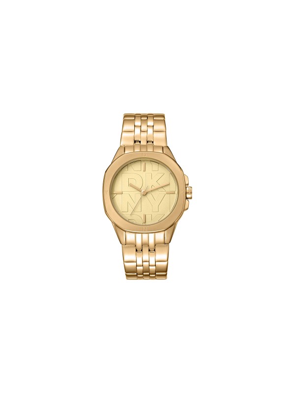 Elegantni DKNY ženski sat sa zlatnim kućištem i brojčanikom, čelična narukvica, vodootporan do 50m, prečnik 34mm. Idealno za svaku priliku.