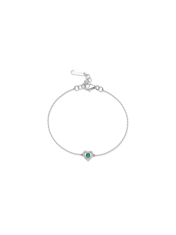 Brosway FLG126 narukvica od srebra sa providnim cirkonom u obliku srca i zelenim okruglim cirkonom. Dužina 18cm. Elegantna i hipoalergena.