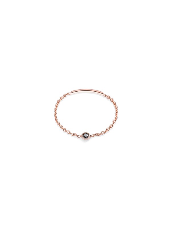 BURATO Soft Black Solitaire prsten od 18ct roze zlata s crnim dijamantom, veličina 54, elegantan i sofisticiran dodatak za svaku priliku.