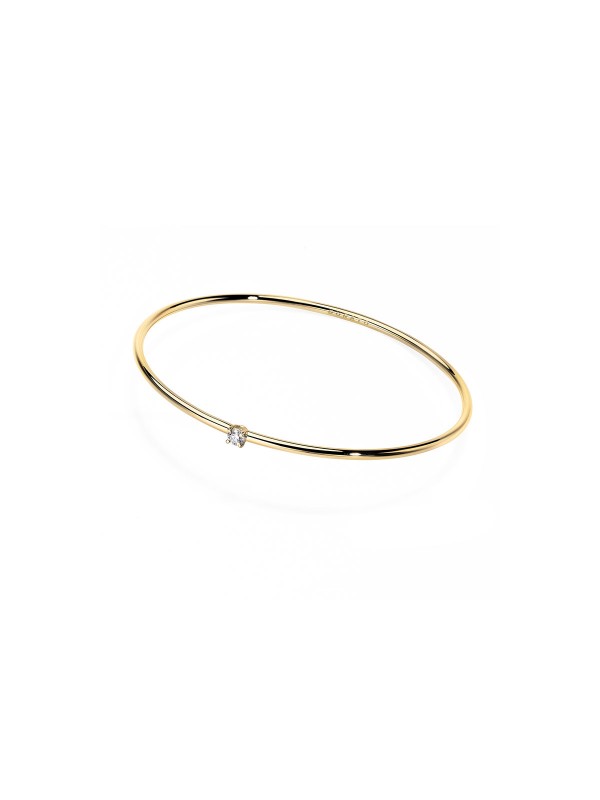 Elegantna Burato Yellow Solitaire narukvica od 18ct žutog zlata s dijamantom 0,10ct, boje G, čistoće VVS. Savršen luksuzni dodatak.