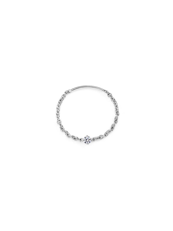 BURATO Soft White Solitaire M prsten od 18ct belog zlata sa okruglim belim dijamantom 0,05ct, boje F, čistoće VVS, veličina 54.