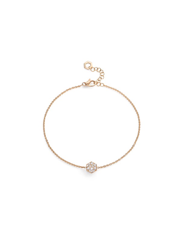 Elegantna Burato amuleto narukvica od 18ct žutog zlata s pavé dijamantima, dužine 16cm + 2cm, savršen dodatak za svaku priliku.
