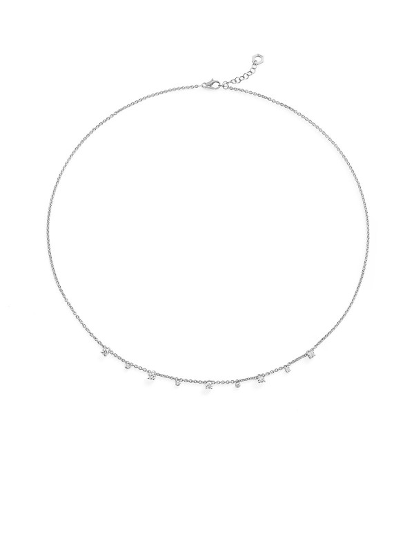 Elegantna Burato Solitaire ogrlica od 18ct belog zlata sa visećim dijamantima, savršena za sofisticiran izgled.