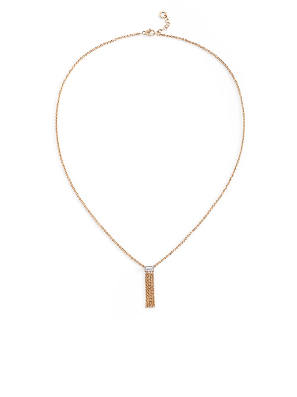 BURATO Solitaire Baguette Y ogrlica od 18ct žutog zlata sa baguette dijamantom, ističe eleganciju i sofisticiranost. Dužina 40cm + 2cm.