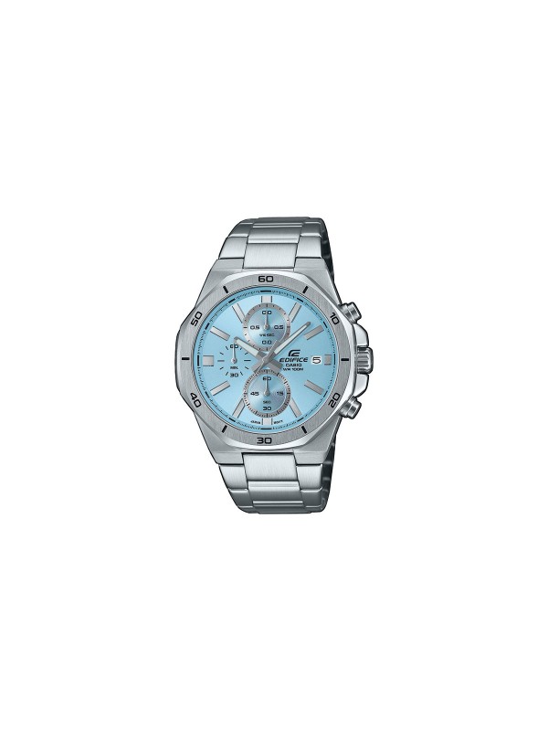 Sportski hronograf Casio Edifice sa teget brojčanikom i čvrstim dizajnom, idealan za aktivne muškarce. Vodootporan do 100m, sa neonskim displejom.
