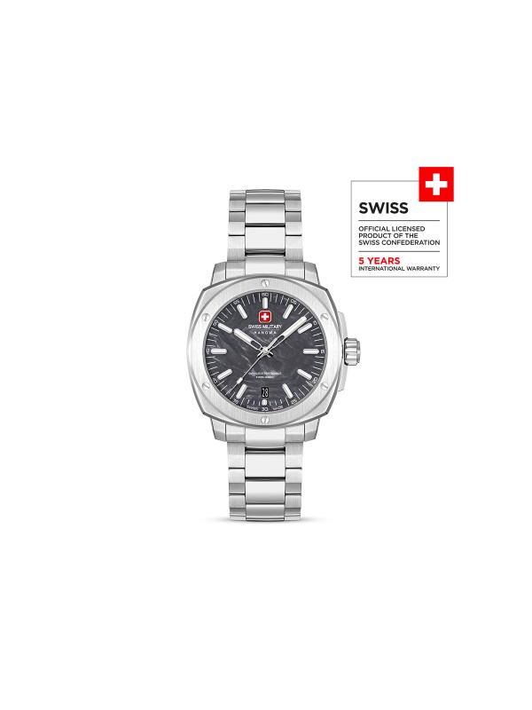 SWISS MILITARY HANOWA SIRIUS LIGHTNING SMWGH0007101 – ekskluzivno Swiss Made izdanje muškog sportskog sata koji kombinuje luksuz, snagu i savremeni dizajn. Kućište od nerđajućeg čelika prečnika 40 mm i crni brojčanik od kovanog karbona sa svetlećim detaljima pružaju upečatljiv izgled. Safirno staklo, kvarcni mehanizam Ronda 515 sa funkcijom datuma i vodootpornost do 100 metara čine ovaj sat sinonimom za preciznost, izdržljivost i prestiž.