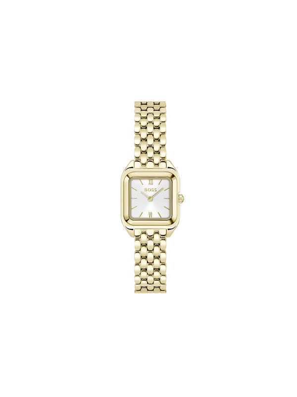 BOSS MAE PETITE 1502823 – moderan ženski sat koji spaja klasičnu eleganciju i savremeni dizajn. Kućište manjih dimenzija od nerđajućeg čelika u boji žutog zlata sa srebrno belim brojčanikom i rimskim brojevima odiše luksuzom i profinjenošću. Vodootpornost do 30m, mineralno staklo i kvarcni mehanizam čine ovaj model savršenim izborom za dame koje preferiraju sofisticiran, minimalistički stil.