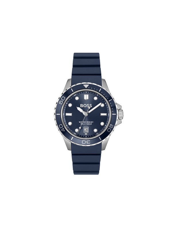 BOSS TROPER SPORT 1514292 – muški sportski sat inspirisan ronilačkim modelima. Kućište od nerđajućeg čelika sa rotirajućom teget koronom i teget silikonskom narukvicom. Idealan izbor za aktivne muškarce koji cene stil i funkcionalnost.