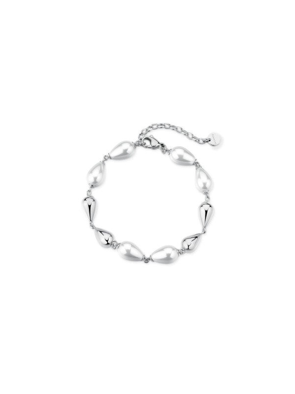 Brosway PERFECT ženska narukvica izrađena od nerđajućeg čelika u boji srebra, ukrašena biserima i čeličnim perlama u obliku kapljice. Suptilna elegancija i bezvremenski sjaj koji upotpunjuju svaku kombinaciju. Dužina: 20 cm.