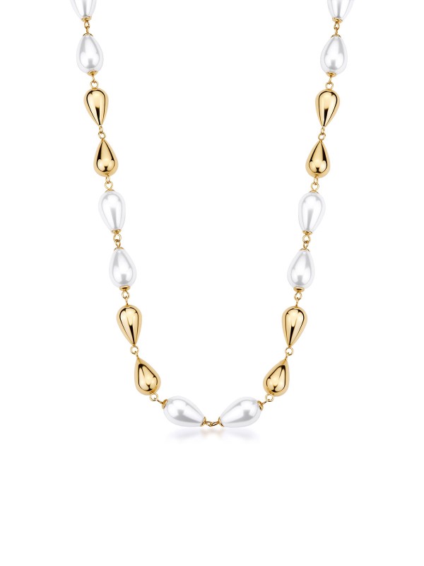 Brosway PERFECT ženska ogrlica od nerđajućeg čelika u boji žutog zlata kombinuje bisere i čelične perle u obliku kapljice. Luksuzna i elegantna, savršena je za svakodnevno nošenje ili posebne prilike. Dužina: 45 cm.