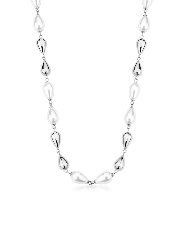 Brosway PERFECT ženska ogrlica izrađena je od nerđajućeg čelika u boji srebra, ukrašena biserima i čeličnim perlama u obliku kapljice. Elegantna i profinjena, ova ogrlica unosi klasičan sjaj u svaku kombinaciju. Dužina: 45 cm.