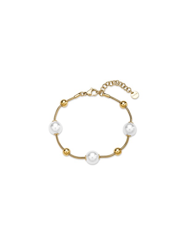 Brosway PERFECT ženska narukvica izrađena je od nerđajućeg čelika u boji žutog zlata i ukrašena biserima i sjajnim kuglicama. Savršena kombinacija elegancije i modernog stila za svaku priliku. Dužina: 20 cm.