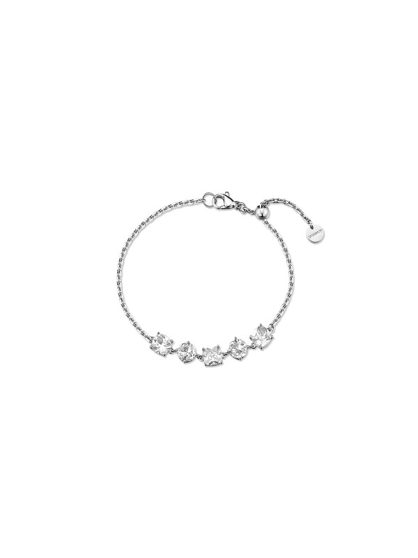 Brosway DREAMING narukvica u boji srebra odiše luksuzom i elegancijom. Izrađena od nerđajućeg čelika i ukrašena sa pet blistavih belih cirkona u okruglom i cushion obliku, savršen je dodatak svakoj odevnoj kombinaciji – od dnevne do večernje.