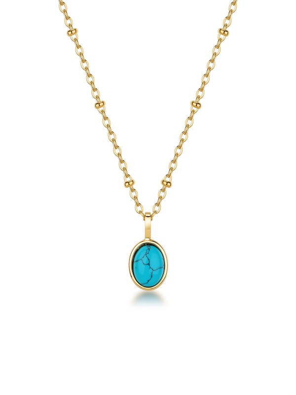 Brosway ESSENTIAL ogrlica u boji žutog zlata sa tirkiznim kamenom donosi savršen balans elegancije i pozitivne energije. Izrađena od nerđajućeg čelika sa ovalnim priveskom od tirkiza, ova ogrlica unosi vedrinu i prefinjenost u svaki stil.