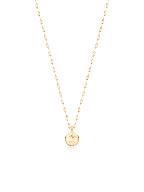 Brosway ESSENTIAL ogrlica u boji žutog zlata donosi savršenu ravnotežu elegancije i romantike. Izrađena od nerđajućeg čelika, sa okruglim priveskom ukrašenim cirkonom i natpisom “LOVE”, predstavlja simbol sofisticiranosti i emotivne topline. Savršena za poklon ili svakodnevno nošenje.