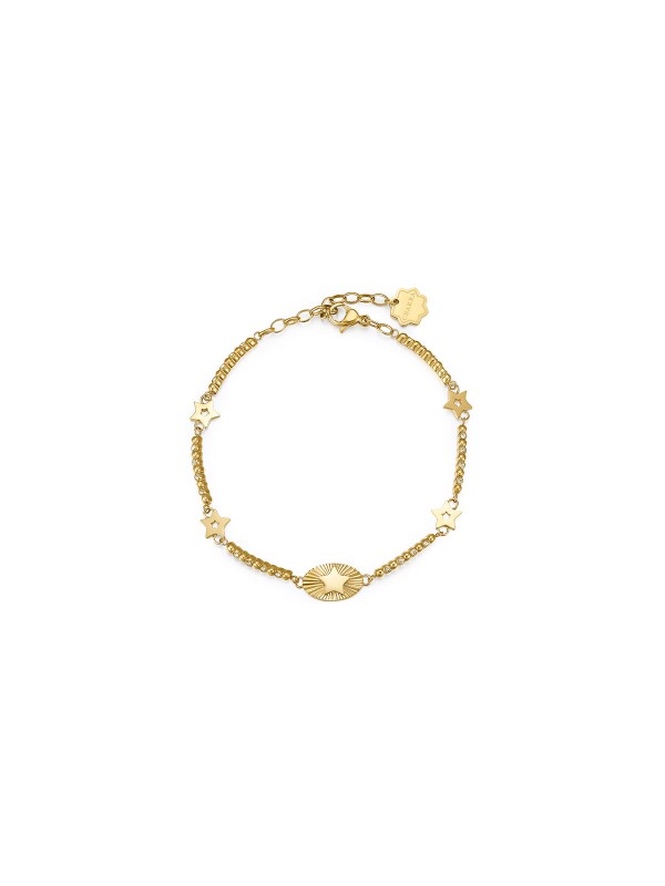 Brosway CHAKRA narukvica u boji žutog zlata sa motivom zvezde donosi simboliku nade i snage. Elegantna narukvica sa ovalnim medaljonom i gravurom “LOOK UP THERE” izrađena je od nerđajućeg čelika – savršena za svaku priliku.