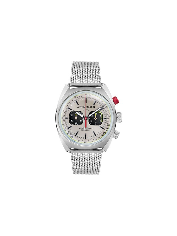 Aston Martin MTTS2F501 – luksuzni muški hronograf koji spaja eleganciju i sportski duh. Kućište od nerđajućeg čelika prečnika 43mm sa brojčanikom u boji šampanjca i crnim podbrojčanicima pruža sofisticiran izgled, dok mrežasta (mesh) narukvica od čelika donosi moderan karakter. Osvetljene kazaljke, mineralno staklo sa safirnom prevlakom i vodootpornost 100m čine ovaj sat savršenim izborom za muškarce koji traže stil i performanse u jednom.
