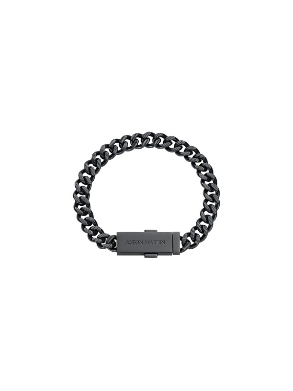 Aston Martin MJIUF5BM3 – muška narukvica od nerđajućeg čelika 316L u gun metal boji, sa karikama i pločicom ugraviranom logotipom ASTON MARTIN. Savršen spoj modernog dizajna i luksuza britanskog brenda. Dužina: 19 cm (veličina M).