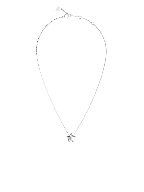 Guess ICONIQUE srebrna ogrlica sa balon zvezdom ukrašenom cirkonima. Moderan i sjajan dodatak koji ističe stil svakog outfita.