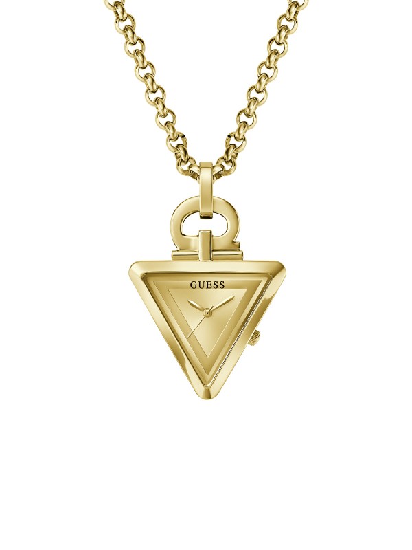 Guess FAME muška ogrlica-sat u boji žutog zlata sa analognim kvarcnim mehanizmom. Moderan privezak sa lancem dužine 66 cm. Naruči online!