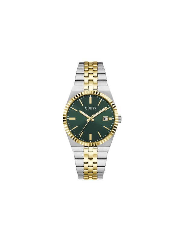 Guess VINCENT muški sat sa zelenim brojčanikom i kućištem u kombinaciji srebra i žutog zlata. Prečnik 39 mm i elegantan dizajn. Naruči online!