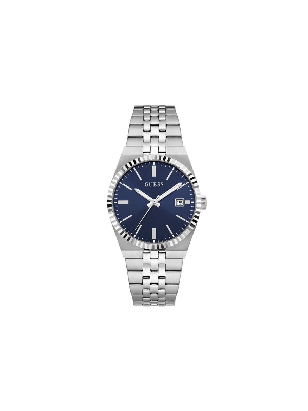Guess VINCENT muški sat u srebrnoj boji sa teget sunray brojčanikom. Polirani nerđajući čelik, prečnik 39 mm i sofisticiran dizajn. Naruči online!