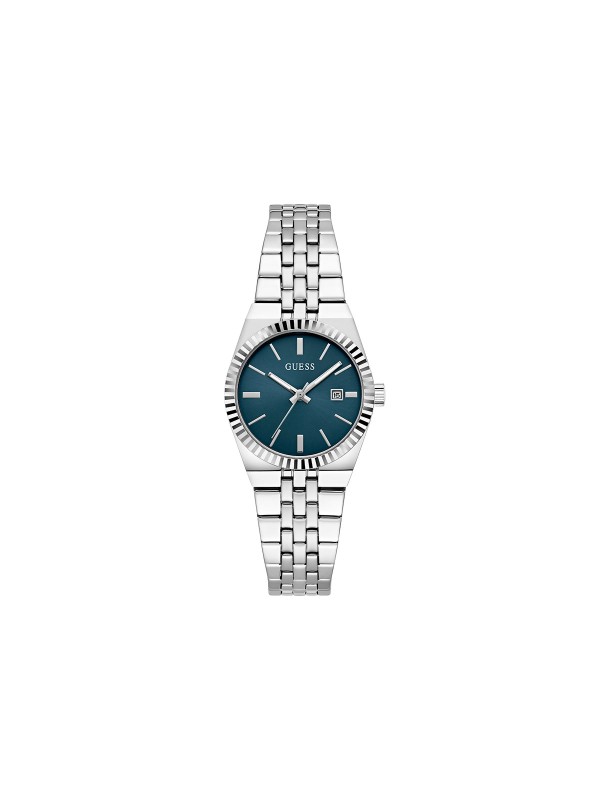Guess VERA ženski sat u srebrnoj boji sa plavim sunray brojčanikom. Prečnik 32 mm, kvarcni mehanizam i bezvremenski dizajn. Naruči online!
