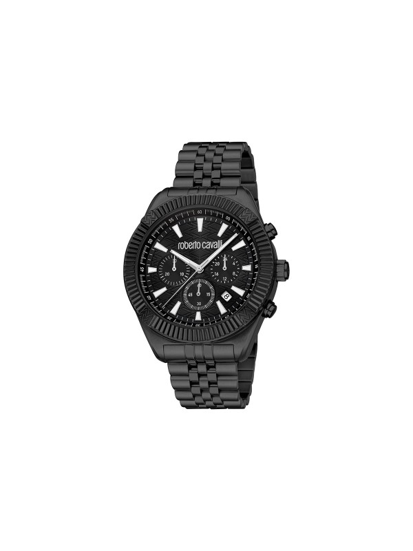 Roberto Cavalli Misura muški sat u crnoj boji sa analognim hronografom i kvarcnim mehanizmom. Kućište od 43 mm i sofisticiran dizajn. Naruči online!