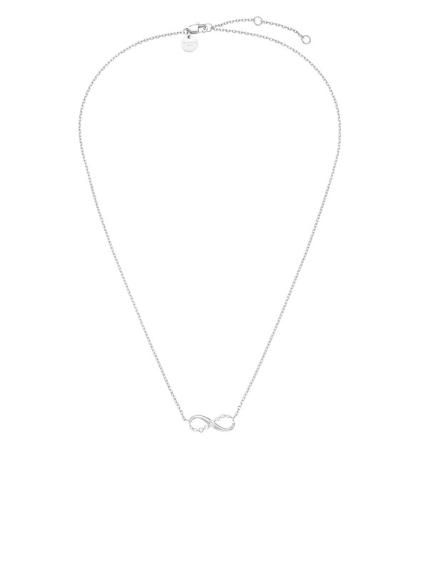 Ženska Rosefield ogrlica u srebrnoj boji sa znakom beskonačnosti i cirkonima. Podesiva dužina 42–46 cm i elegantan dizajn. Naruči online!