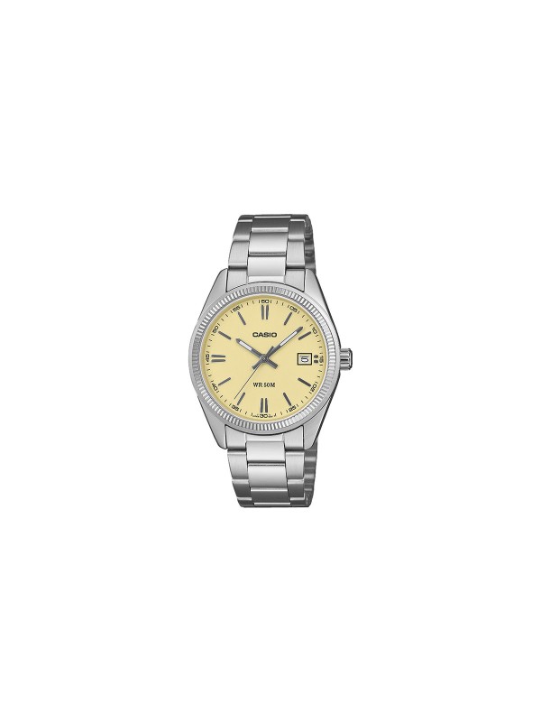 Casio Timeless unisex sat sa bledožutim brojčanikom i narukvicom od nerđajućeg čelika. Kvarcni mehanizam i vodootpornost do 50 m. Naruči online!