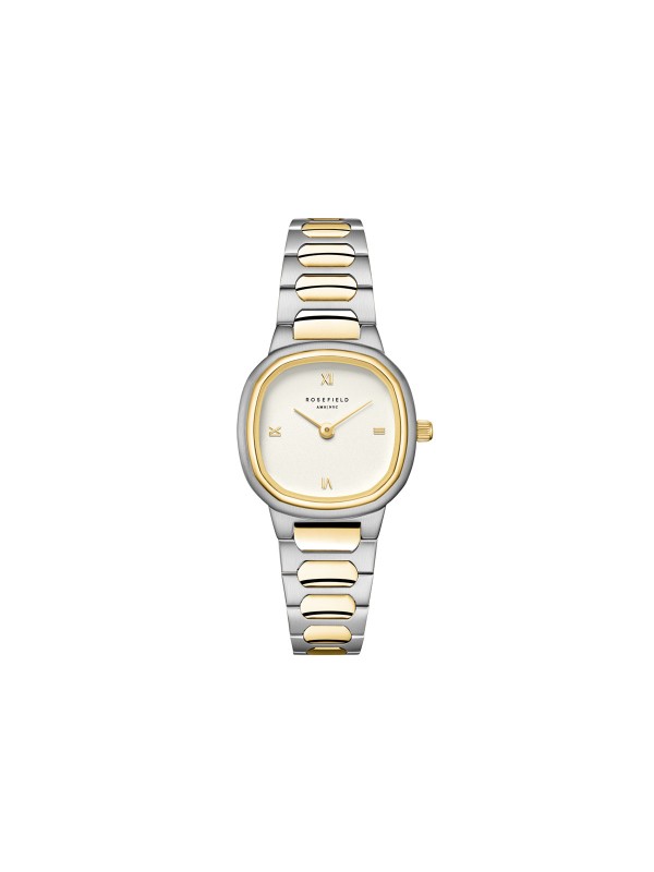 Rosefield Gaia XS Two-Tone. Dvobojni ženski sat (srebro/zlato). Malo kućište (25mm) i bež brojčanik. Savršen uz nakit.