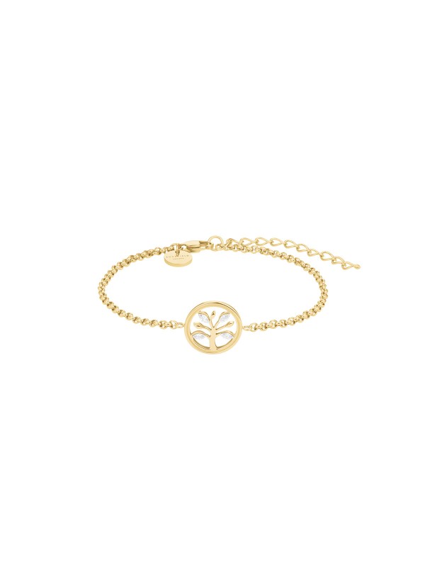 Narukvica u zlatnom tonu sa motivom Drvo života i cirkonima. Simbol snage i rasta, idealna kao talisman ili poklon dragoj osobi.