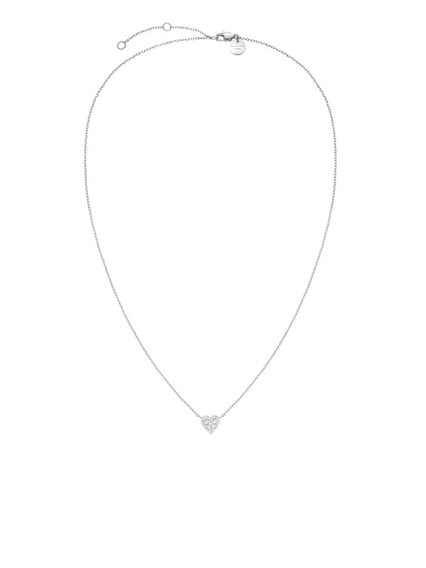 Blistava ogrlica od nerđajućeg čelika u srebrnom tonu. Privesak u obliku srca bogato optočen cirkonima za savršen romantični poklon.