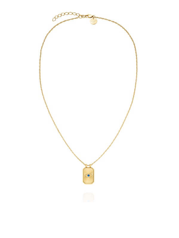 Ogrlica u zlatnom tonu sa priveskom Evil Eye (Zlo oko) i plavim cirkonom. Moderan simbol zaštite i stila za svaki dan.