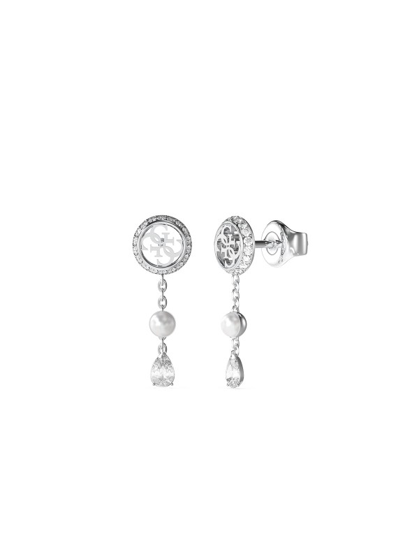 Tri elementa elegancije. Viseće minđuše (28mm) u srebrnom tonu koje imaju sve: sjaj solitarnog cirkona, prepoznatljiv 4G logo i završnicu u vidu bisera. Glamurozniji izbor za posebne prilike.