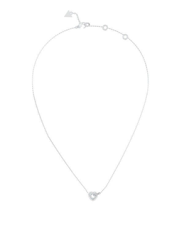 Blistava elegancija hladnog sjaja. Ogrlica u srebrnom tonu koju krasi klasičan privesak u obliku srca, diskretno ukrašen cirkonima. Bezvremenski komad koji se lako uklapa uz sve.