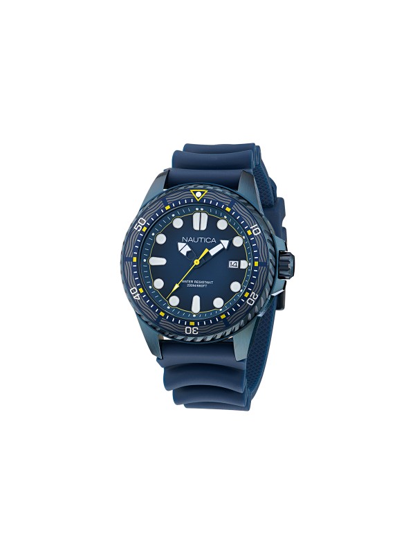 Nautica NCT Sea Dive muški ronilački sat u teget boji sa silikonskom narukvicom, kvarcnim mehanizmom, datumom i vodootpornošću do 200m.