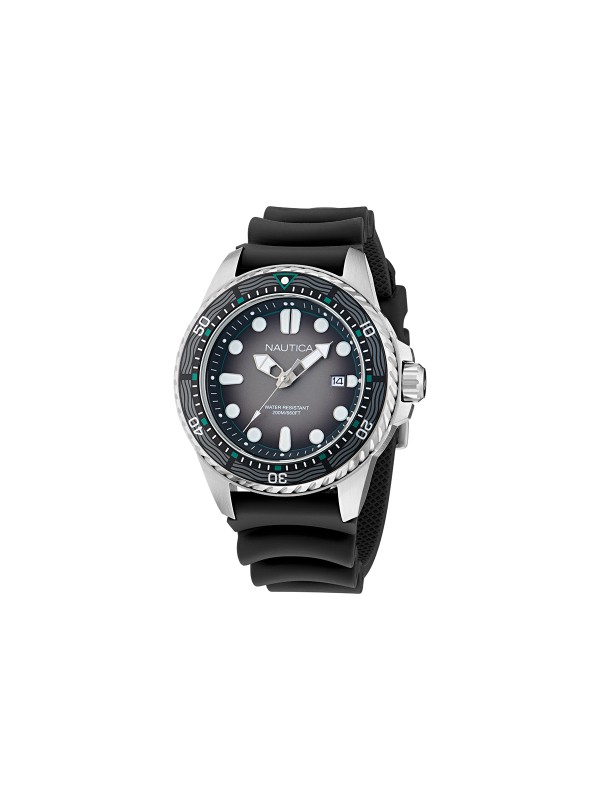 Nautica NCT Sea Dive NAPSDF501 muški ronilački sat sa crnom silikonskom narukvicom, kvarcnim 3H mehanizmom, datumom i vodootpornošću do 200m.