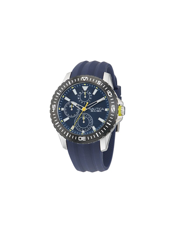 Nautica NST muški hronograf sa teget brojčanikom, laganom silikonskom narukvicom, čeličnim kućištem i vodootpornošću do 100m – idealan za aktivan stil.