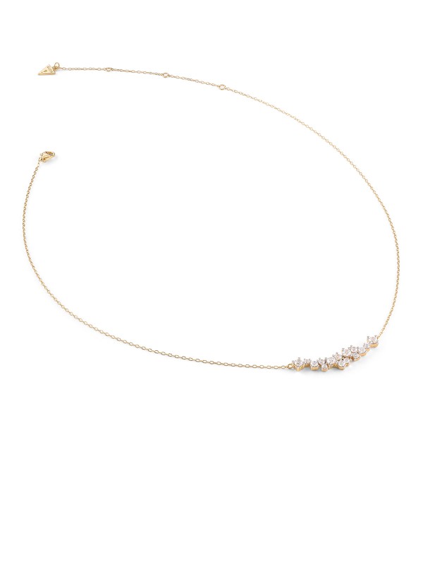 Elegantna ženska ogrlica Jardin od srebra 925 sa prevlakom od 18k zlata i cirkonima. Prefinjen Guess nakit sa podesivom dužinom.