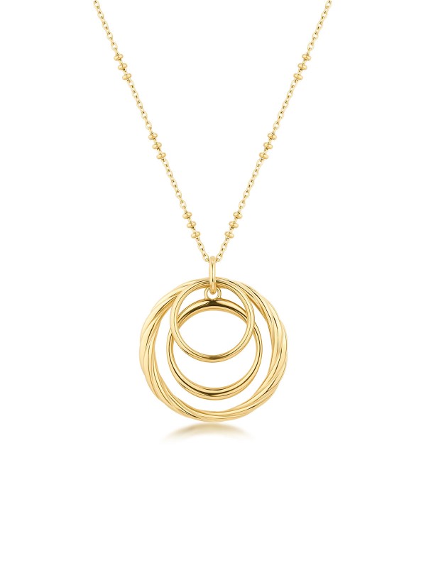 Brosway Amy ženska dugačka ogrlica u boji žutog zlata sa visećim privescima u obliku krugova. Moderan i elegantan nakit za svakodnevno nošenje.