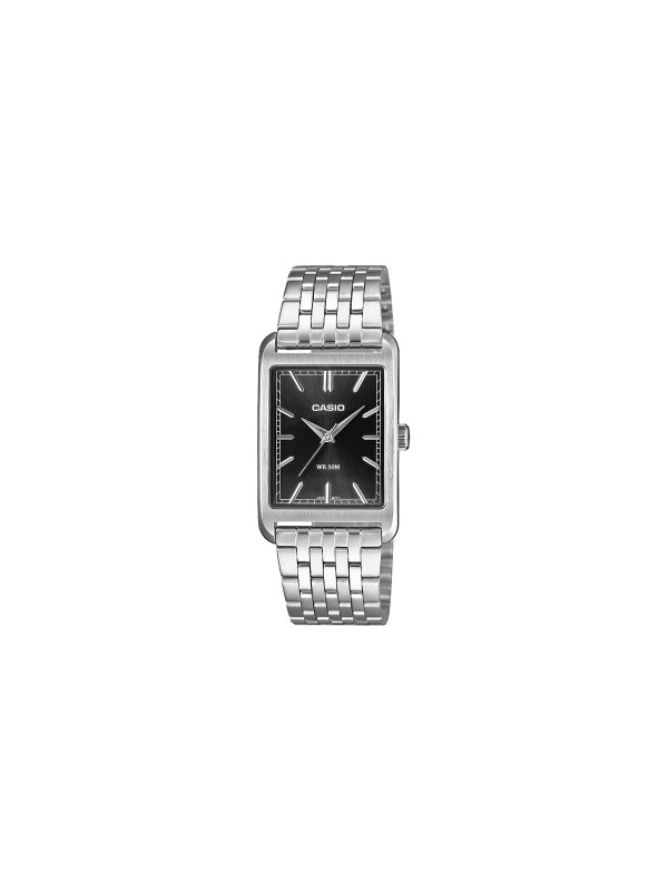 Muški Casio Timeless sat sa crnim brojčanikom i minimalističkim dizajnom. Nerđajući čelik, vodootpornost do 50 m i elegantan svakodnevni izgled.