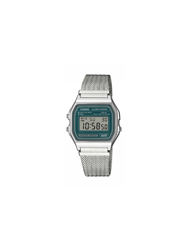 Casio Vintage digitalni sat sa srebrnom mesh narukvicom i LED osvetljenjem. Alarm, štoperica i klasičan retro izgled. Naruči online!